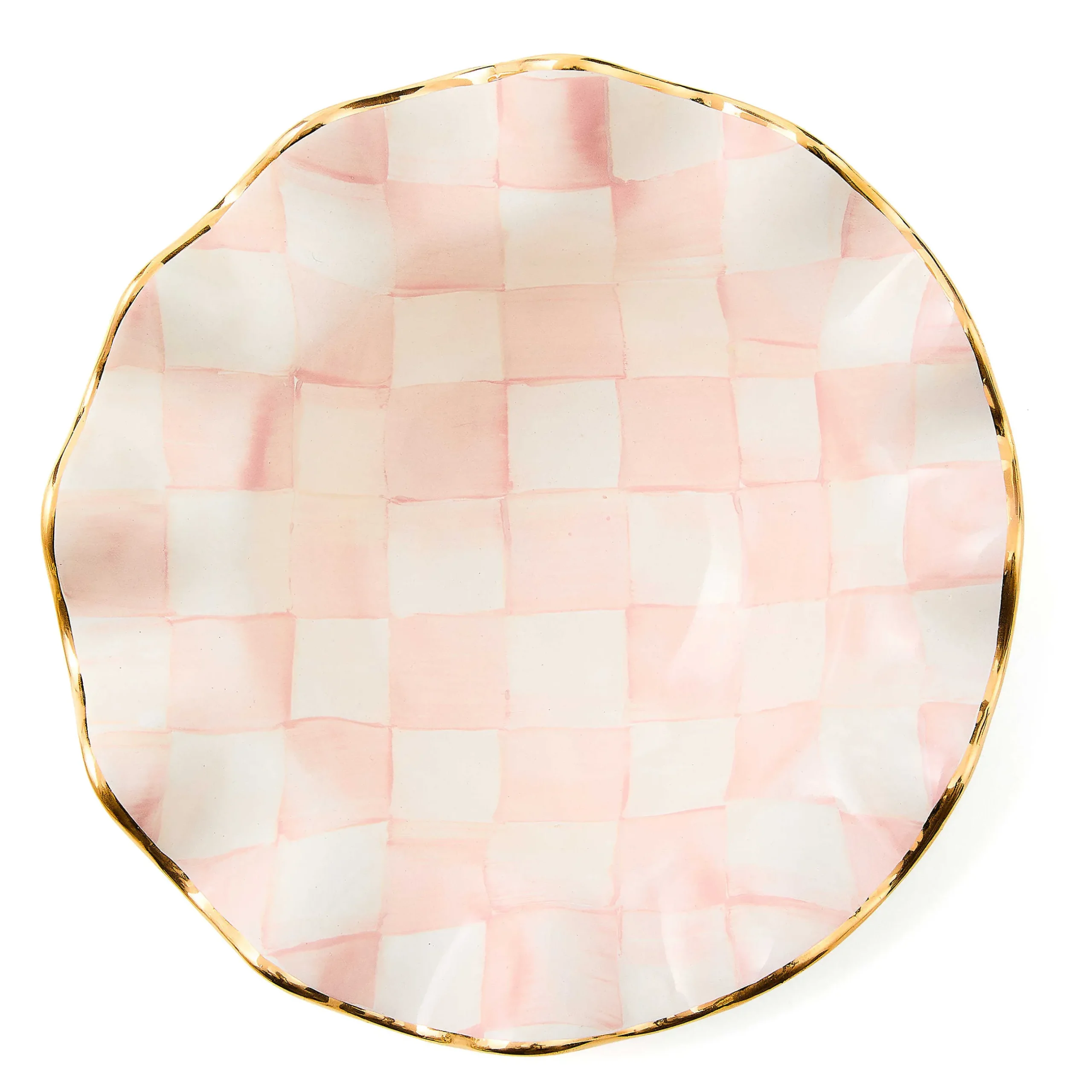 Dinnerware & Flatware|MacKenzie-Childs Rosy Check Ceramic Fluted Breakfast Bowl