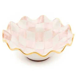 Dinnerware & Flatware|MacKenzie-Childs Rosy Check Ceramic Fluted Breakfast Bowl