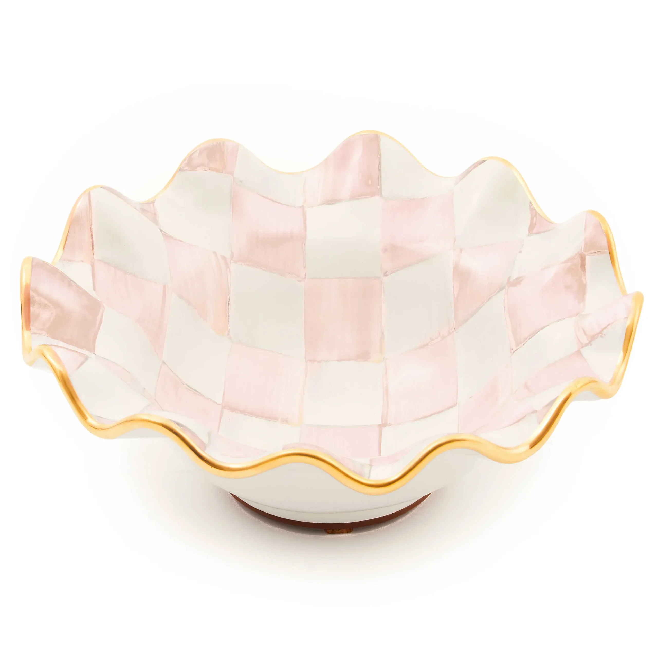 Dinnerware & Flatware|MacKenzie-Childs Rosy Check Ceramic Fluted Breakfast Bowl
