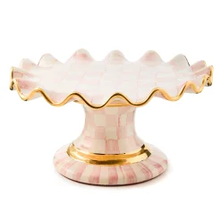 Fall Entertaining|Serveware|MacKenzie-Childs Rosy Check Ceramic Fluted Cake Stand
