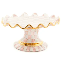 Fall Entertaining|Serveware|MacKenzie-Childs Rosy Check Ceramic Fluted Cake Stand