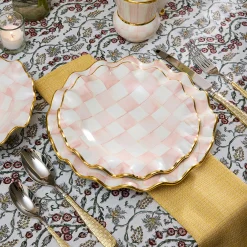 Fall Entertaining|Dinnerware & Flatware|MacKenzie-Childs Rosy Check Ceramic Fluted Dinner Plate