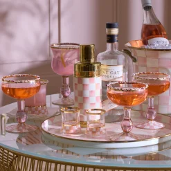 Easter|Spring|MacKenzie-Childs Rosy Check Coupe Glass