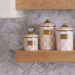 Room Accents|Kitchen Storage & Organization|MacKenzie-Childs Rosy Check Demi Canister