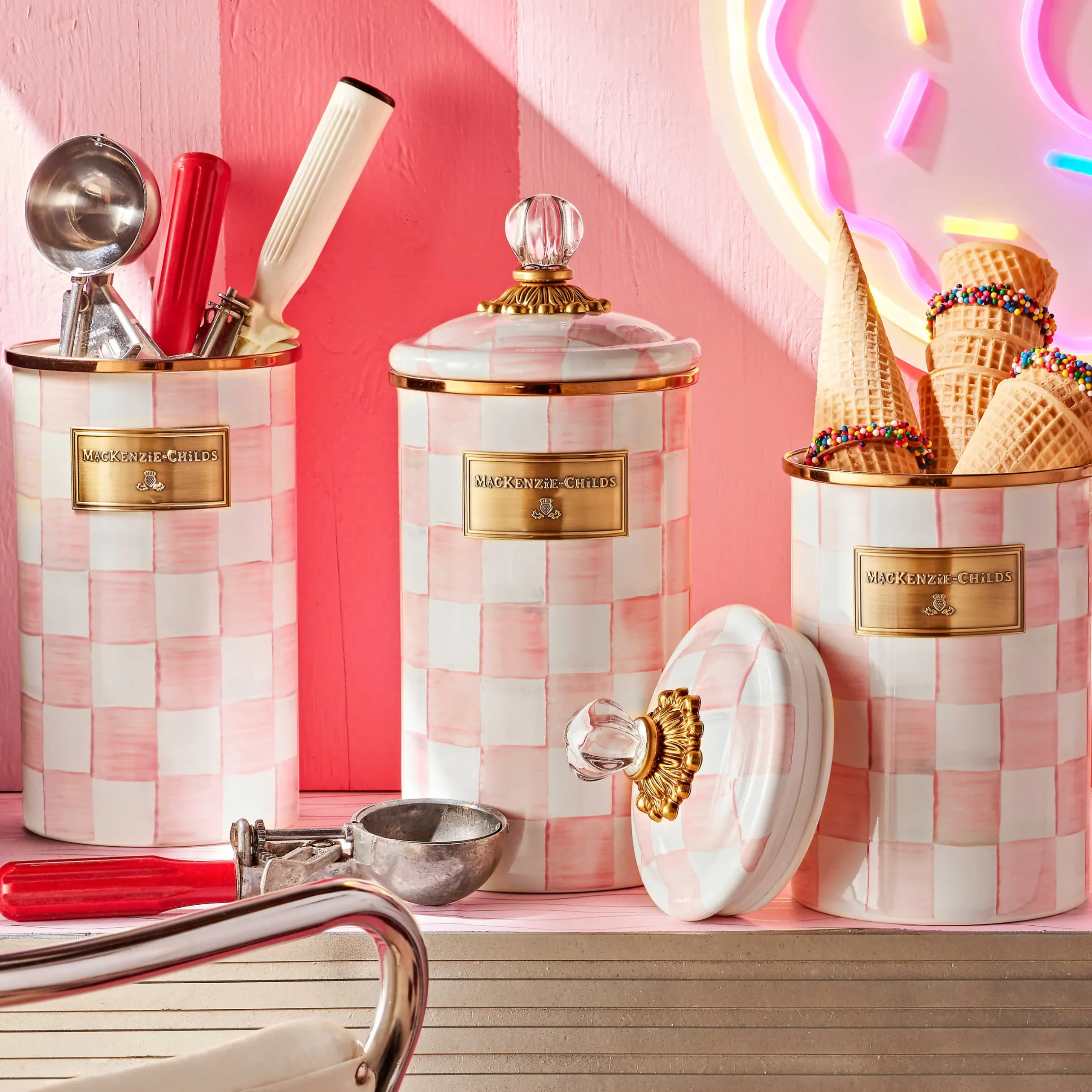 Spring|Room Accents|MacKenzie-Childs Rosy Check Large Canister
