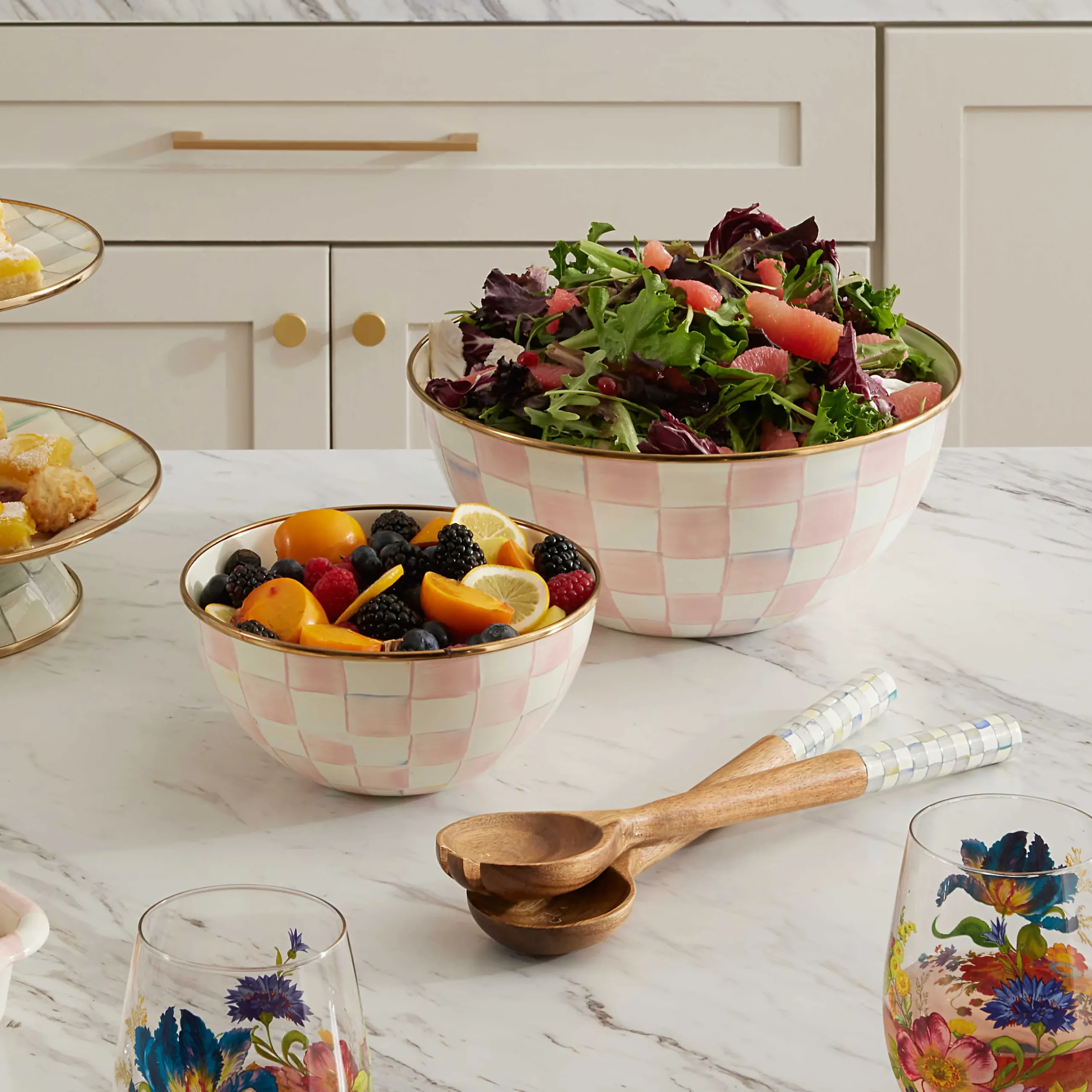 Fall Entertaining|Serveware|MacKenzie-Childs Rosy Check Large Everyday Bowl