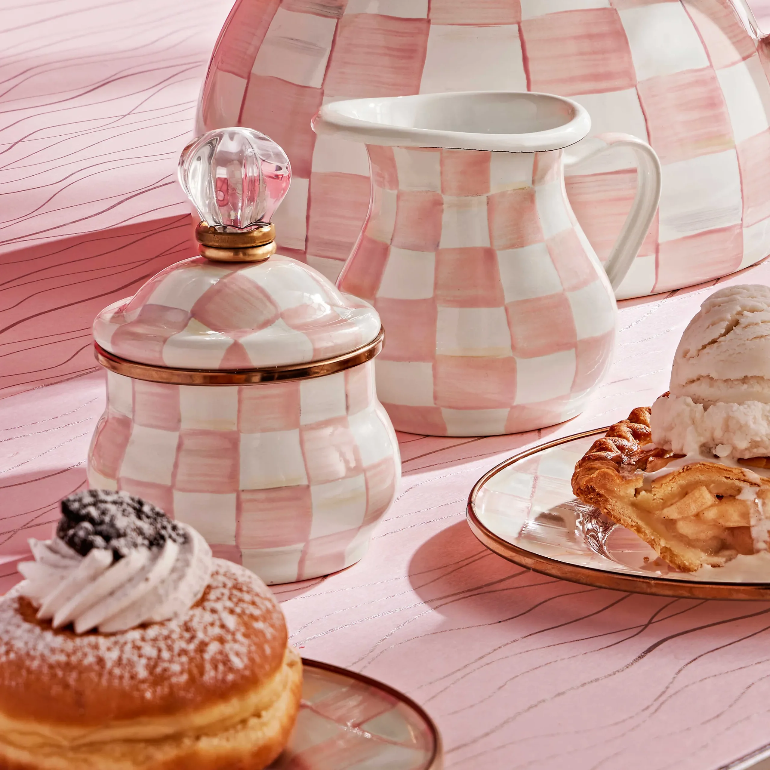 Easter|Spring|MacKenzie-Childs Rosy Check Lidded Sugar Bowl
