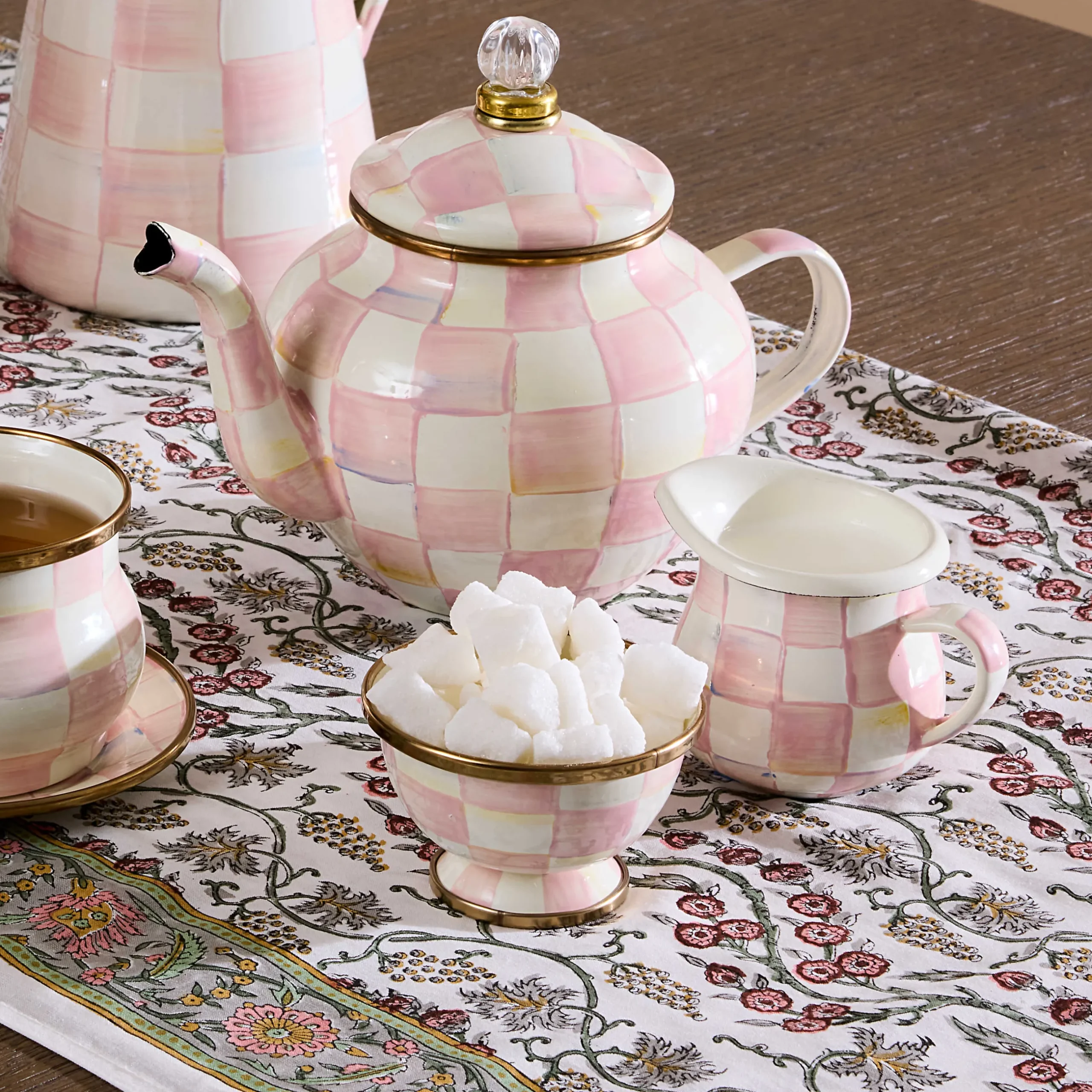 Fall Entertaining|The Coffee Shop|MacKenzie-Childs Rosy Check Little Sugar Bowl