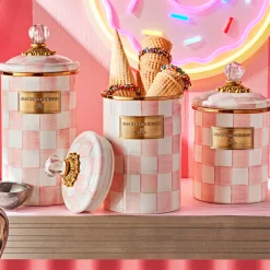 Spring|Room Accents|MacKenzie-Childs Rosy Check Medium Canister
