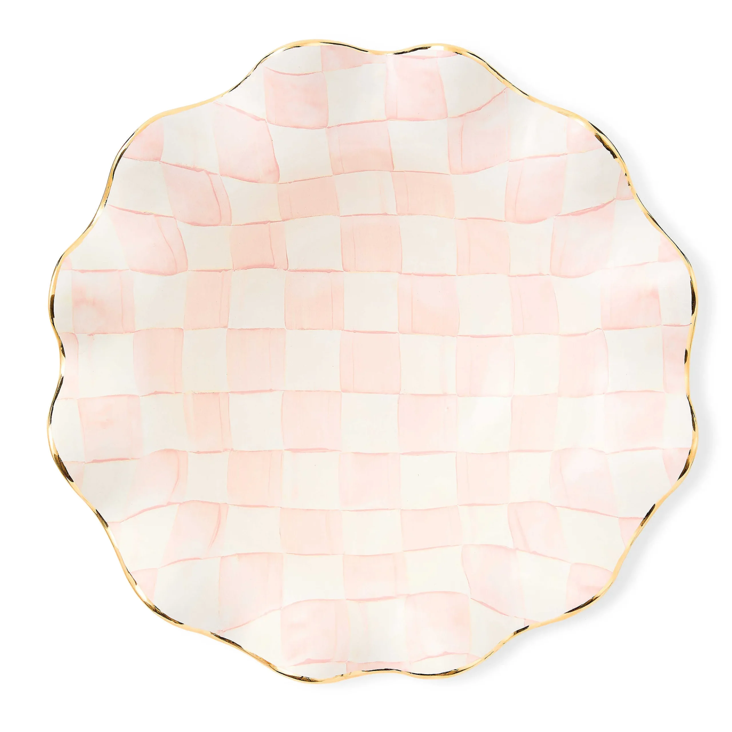 Fall Entertaining|Serveware|MacKenzie-Childs Rosy Check Medium Ceramic Fluted Serving Bowl