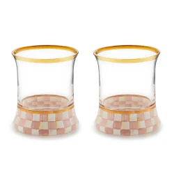 Spring|Drinkware|MacKenzie-Childs Rosy Check Tumbler Glass, Set of 2