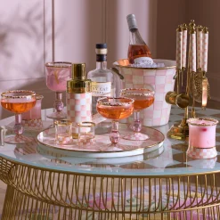 Spring|Drinkware|MacKenzie-Childs Rosy Check Tumbler Glass, Set of 2