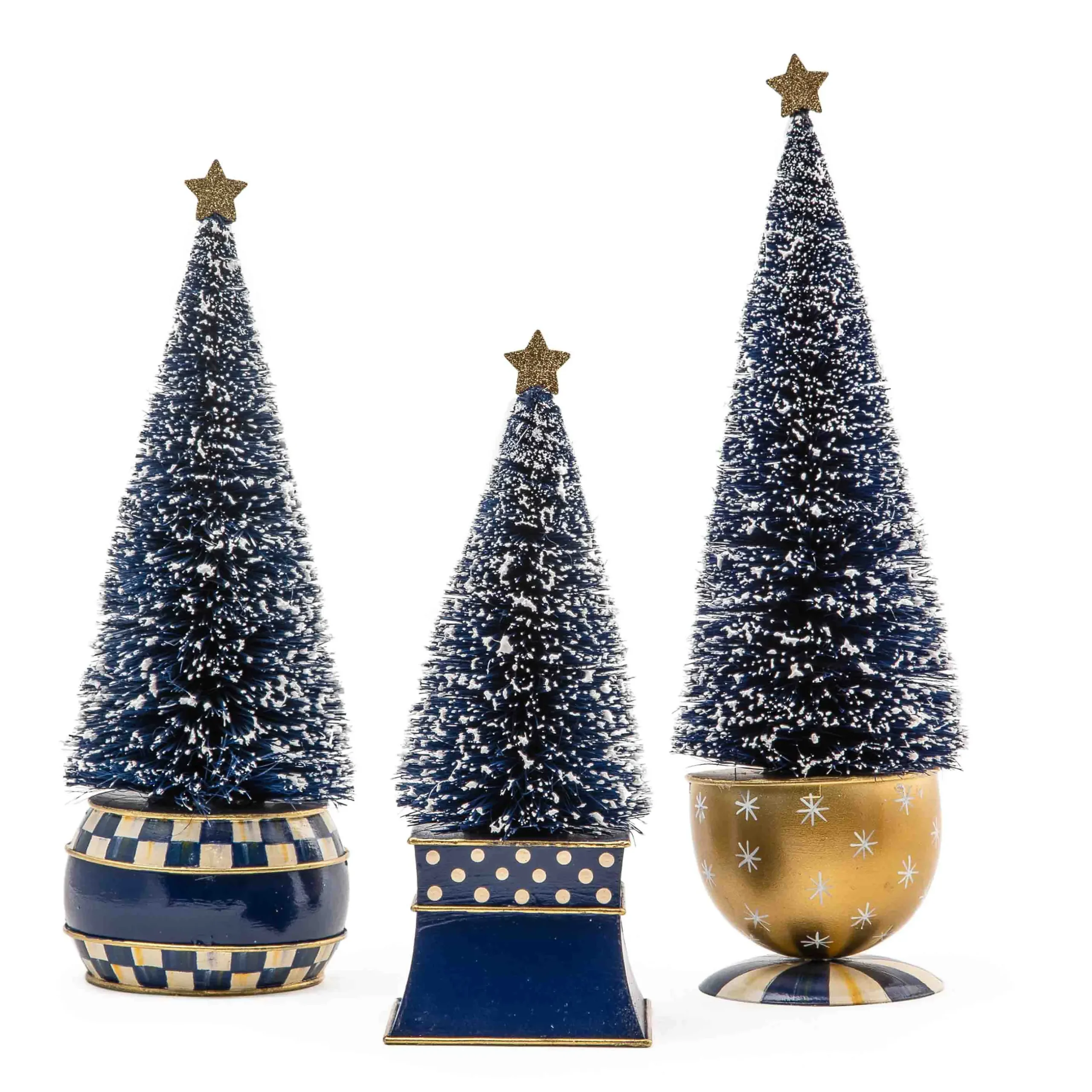 Holiday|Decor Sets|MacKenzie-Childs Royal Check Bottle Brush Tree, Set of 3