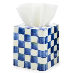 Bath & Bath Accessories|Room Accents|MacKenzie-Childs Royal Check Boutique Tissue Box Cover