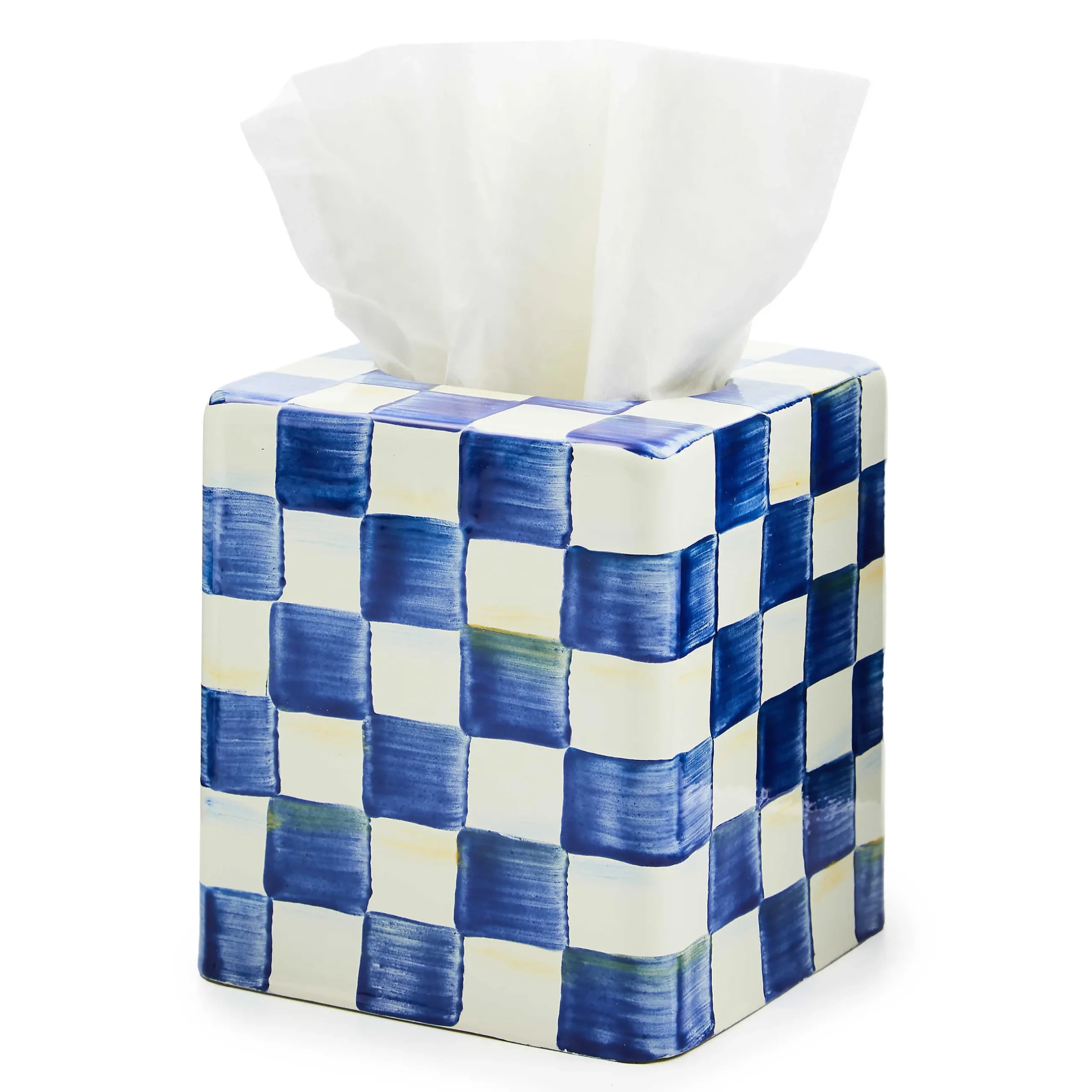 Bath & Bath Accessories|Room Accents|MacKenzie-Childs Royal Check Boutique Tissue Box Cover