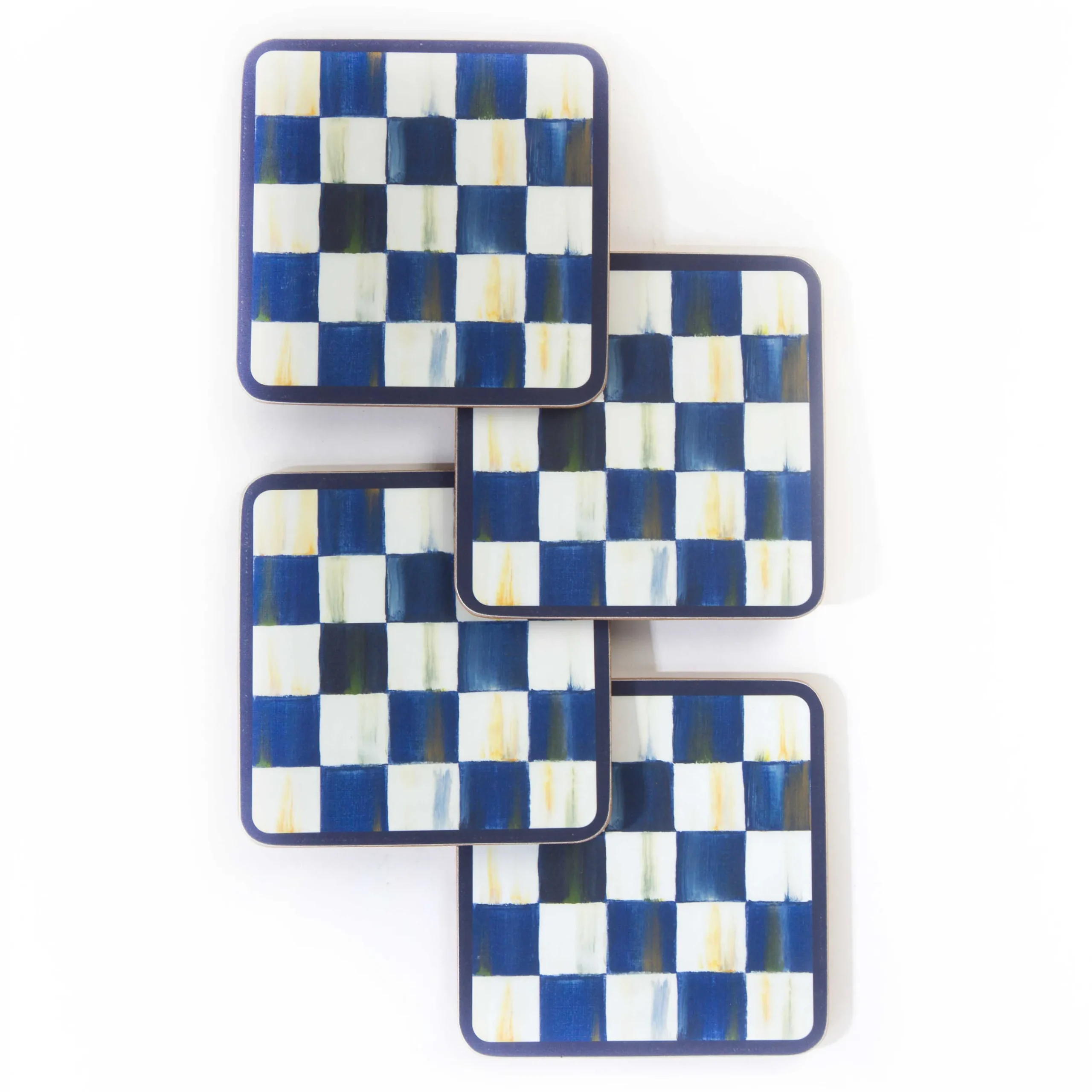 Table Accessories|Kitchen & Table Linens|MacKenzie-Childs Royal Check Cork Back Coasters, Set of 4