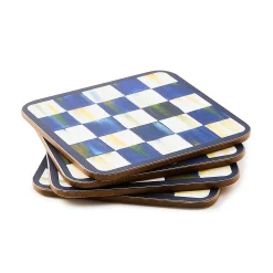 Table Accessories|Kitchen & Table Linens|MacKenzie-Childs Royal Check Cork Back Coasters, Set of 4