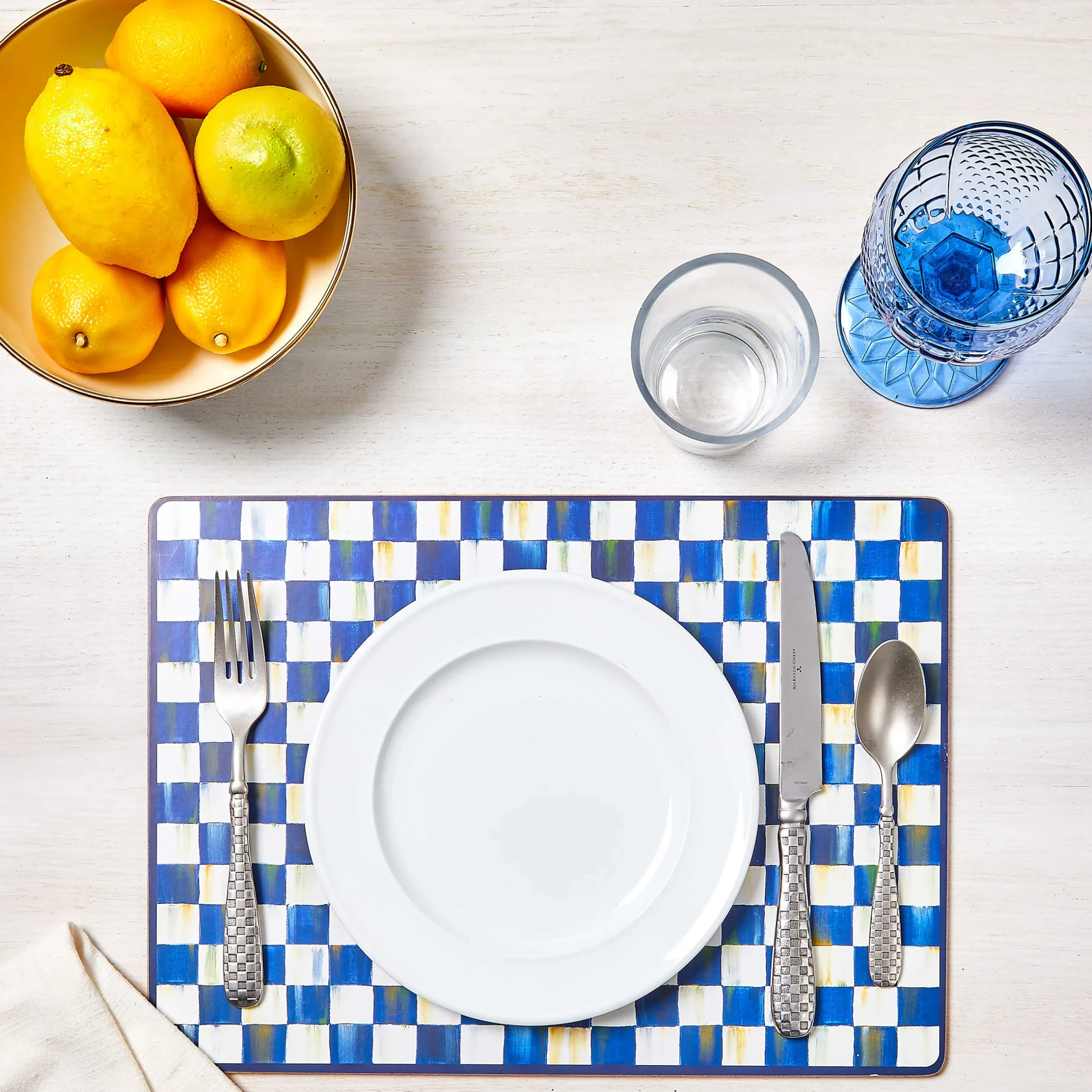 Table Accessories|Kitchen & Table Linens|MacKenzie-Childs Royal Check Cork Back Placemats, Set of 4