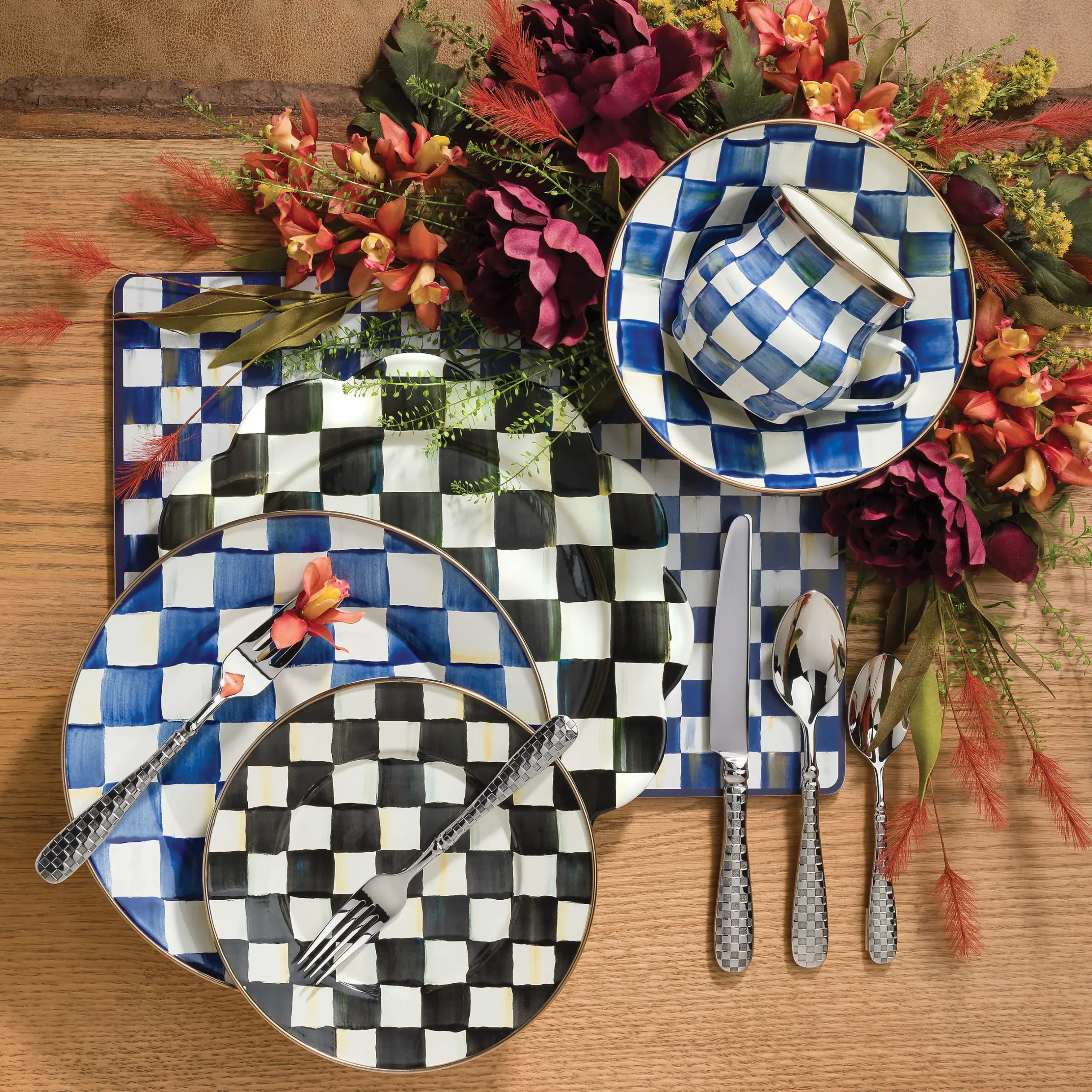 Table Accessories|Kitchen & Table Linens|MacKenzie-Childs Royal Check Cork Back Placemats, Set of 4