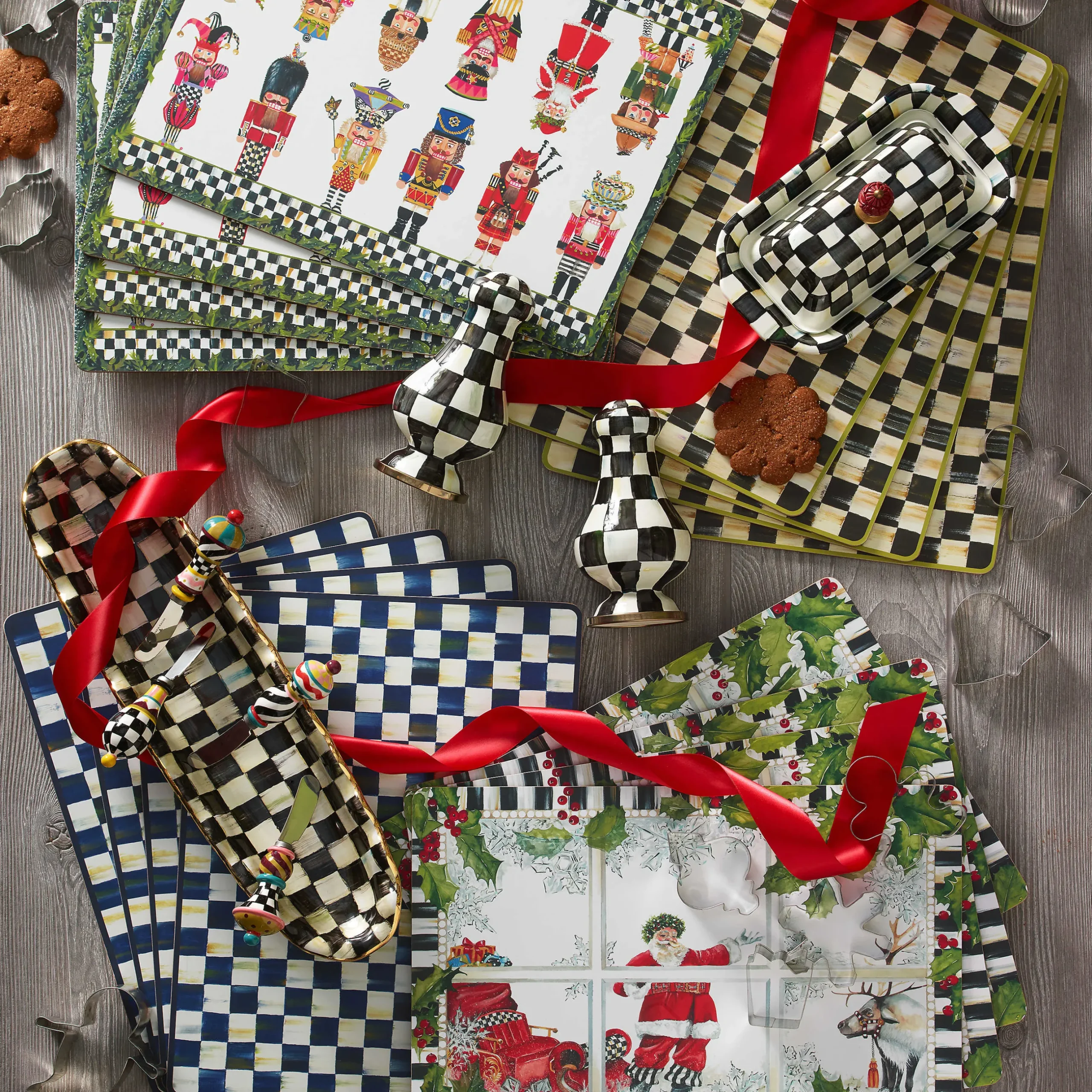 Table Accessories|Kitchen & Table Linens|MacKenzie-Childs Royal Check Cork Back Placemats, Set of 4