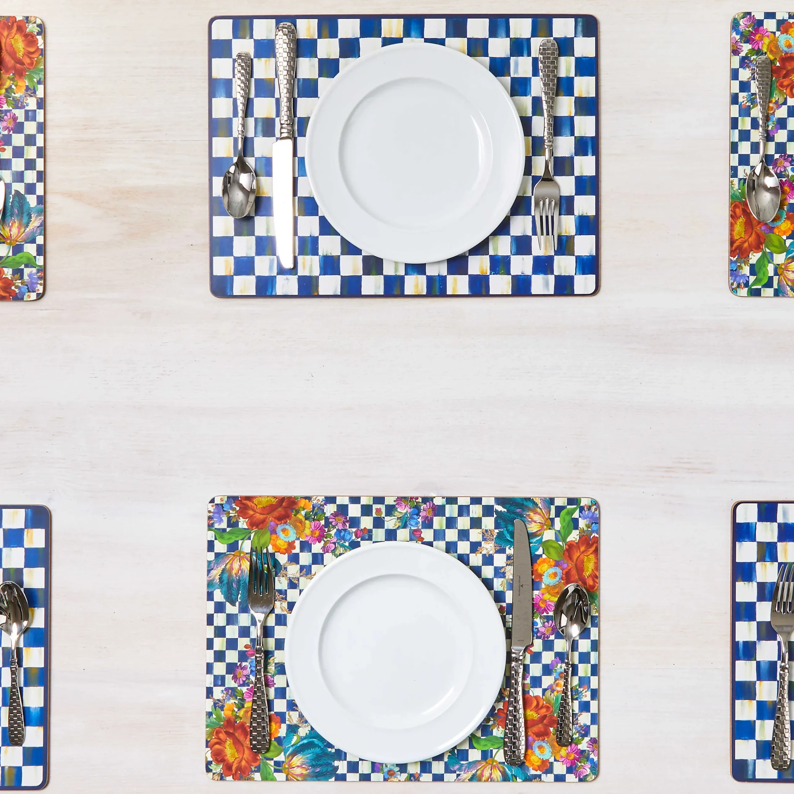 Table Accessories|Kitchen & Table Linens|MacKenzie-Childs Royal Check Cork Back Placemats, Set of 4