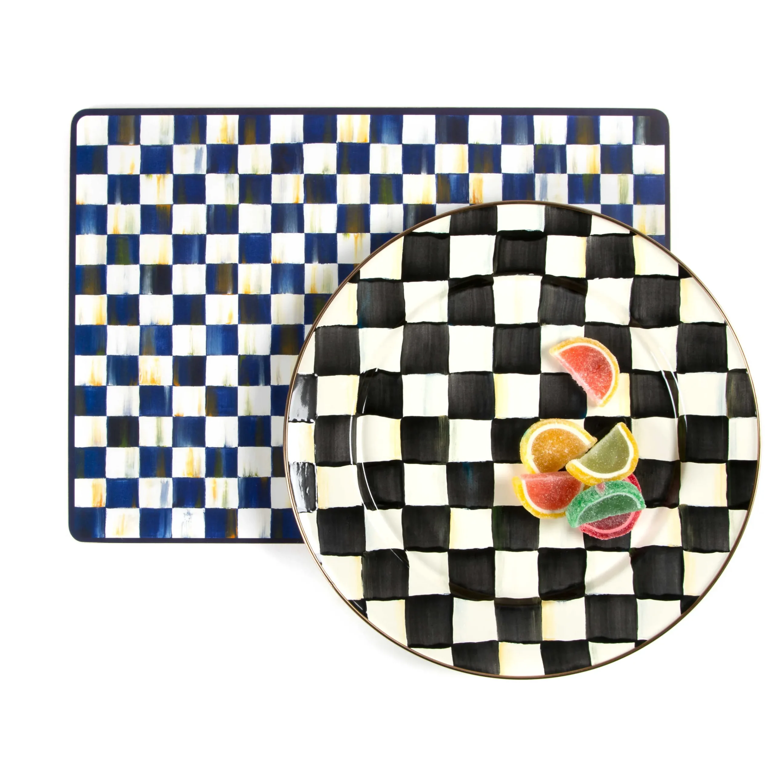 Table Accessories|Kitchen & Table Linens|MacKenzie-Childs Royal Check Cork Back Placemats, Set of 4