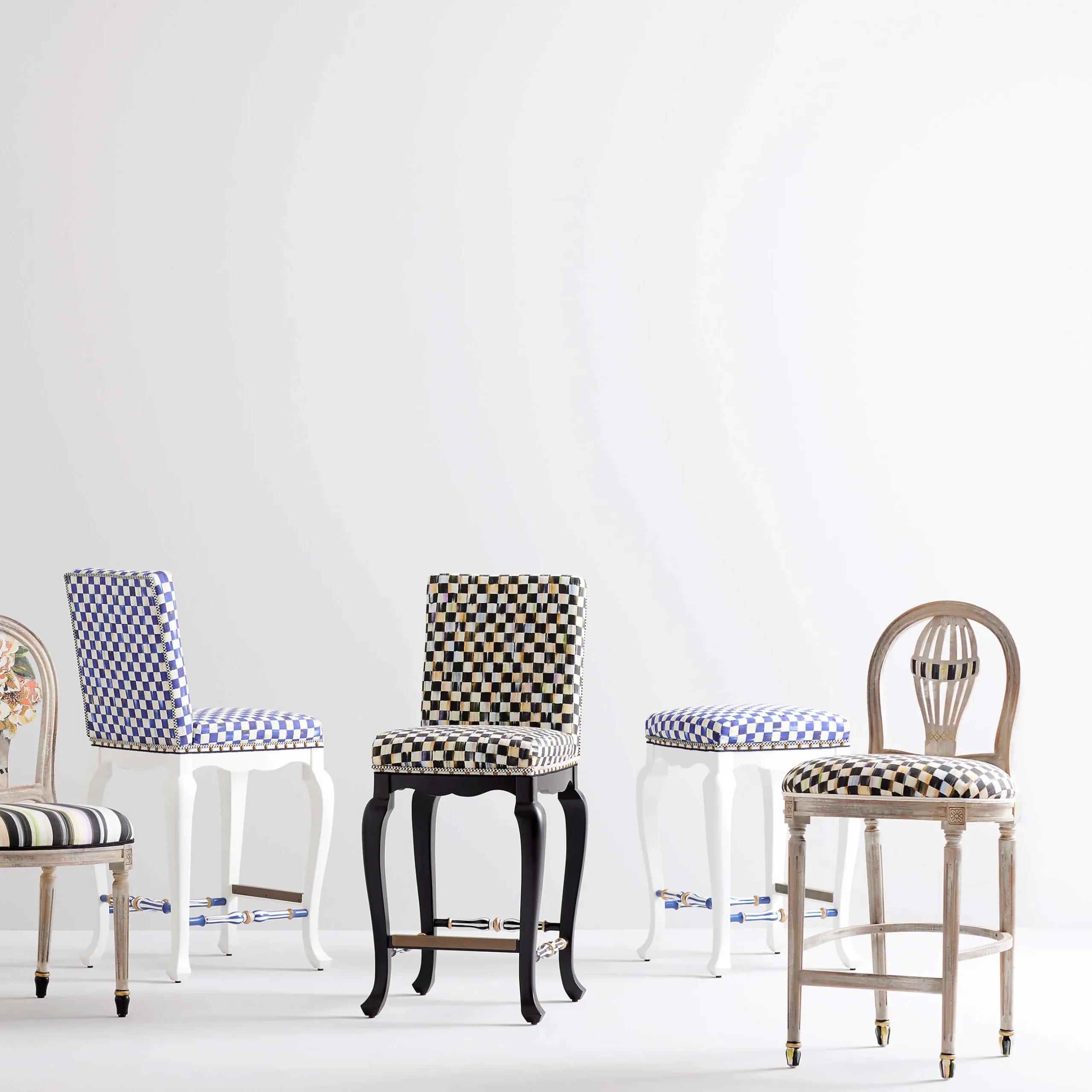 Dining Room & Kitchen|MacKenzie-Childs Royal Check Counter Stool