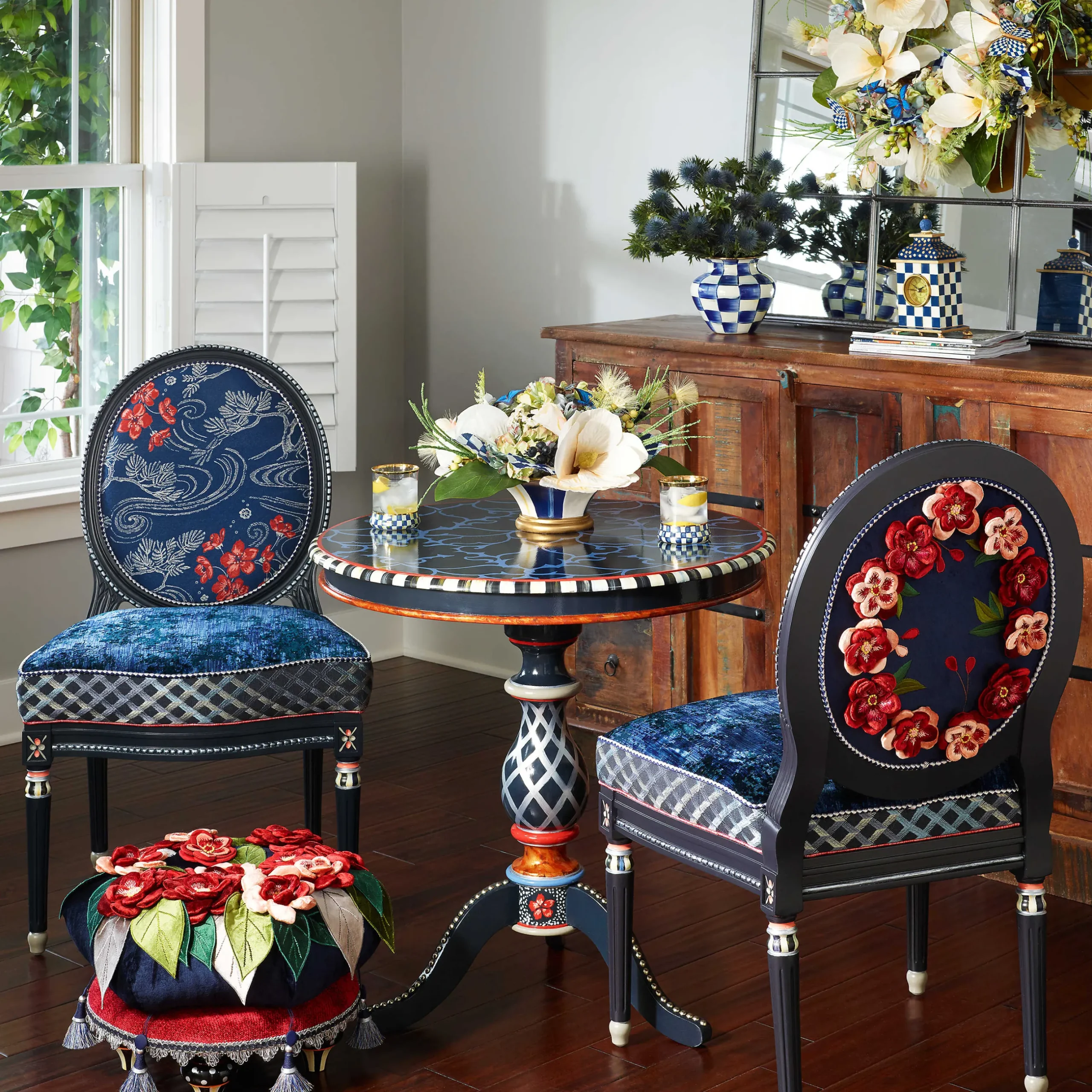 Room Accents|MacKenzie-Childs Royal Check Desk Clock