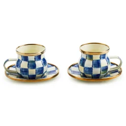The Coffee Shop|Drinkware|MacKenzie-Childs Royal Check Espresso Cup Saucer Set
