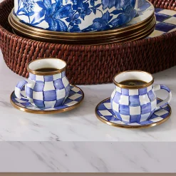 The Coffee Shop|Drinkware|MacKenzie-Childs Royal Check Espresso Cup  Saucer Set