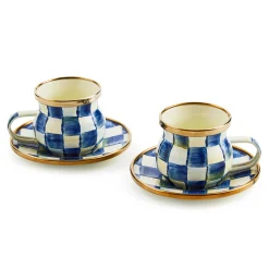 The Coffee Shop|Drinkware|MacKenzie-Childs Royal Check Espresso Cup  Saucer Set
