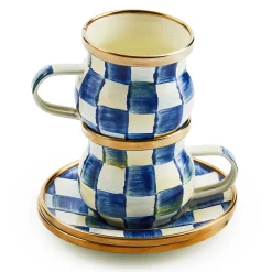 The Coffee Shop|Drinkware|MacKenzie-Childs Royal Check Espresso Cup  Saucer Set