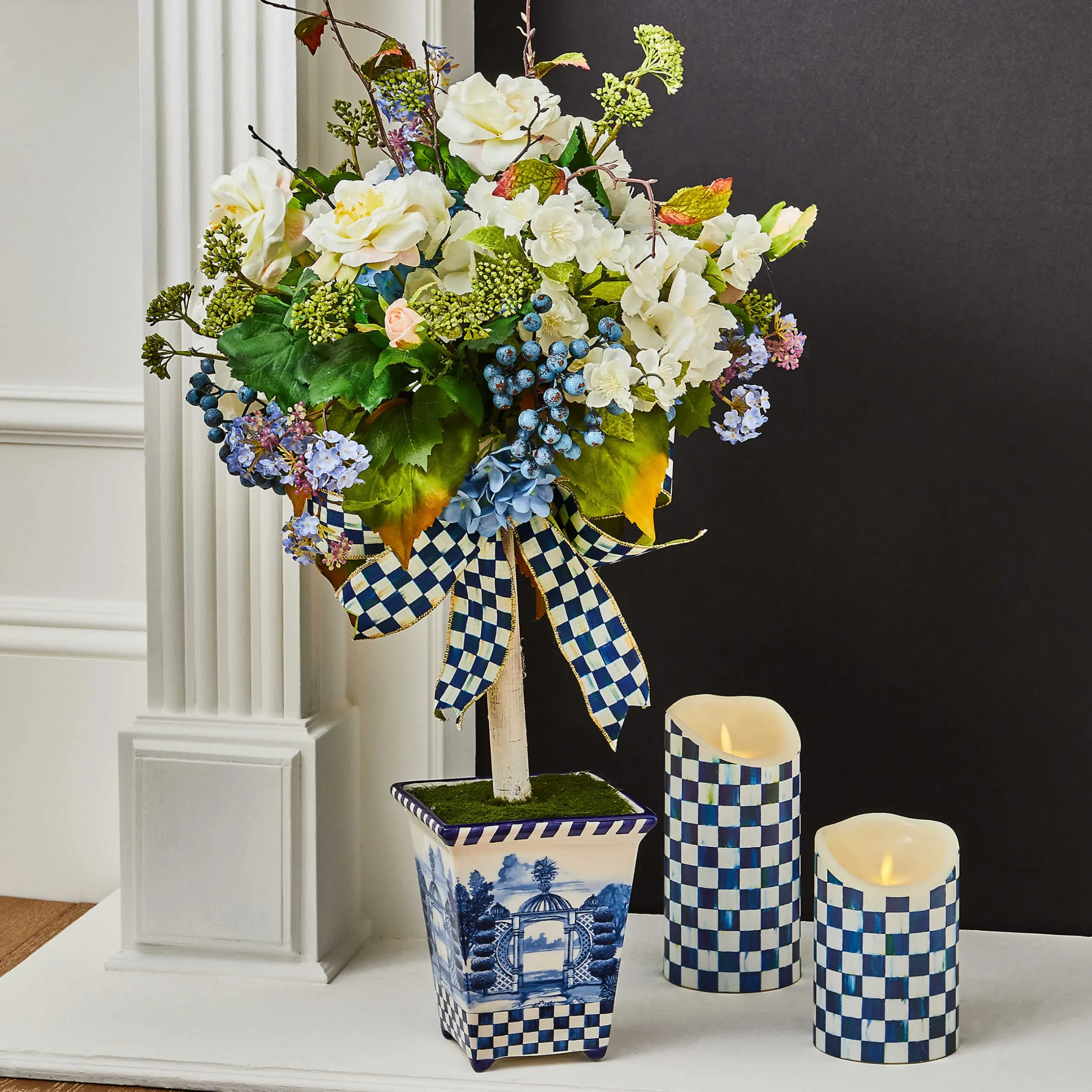 Candles & Fragrances|Table Accessories|MacKenzie-Childs Royal Check Flicker 6 Pillar Candle