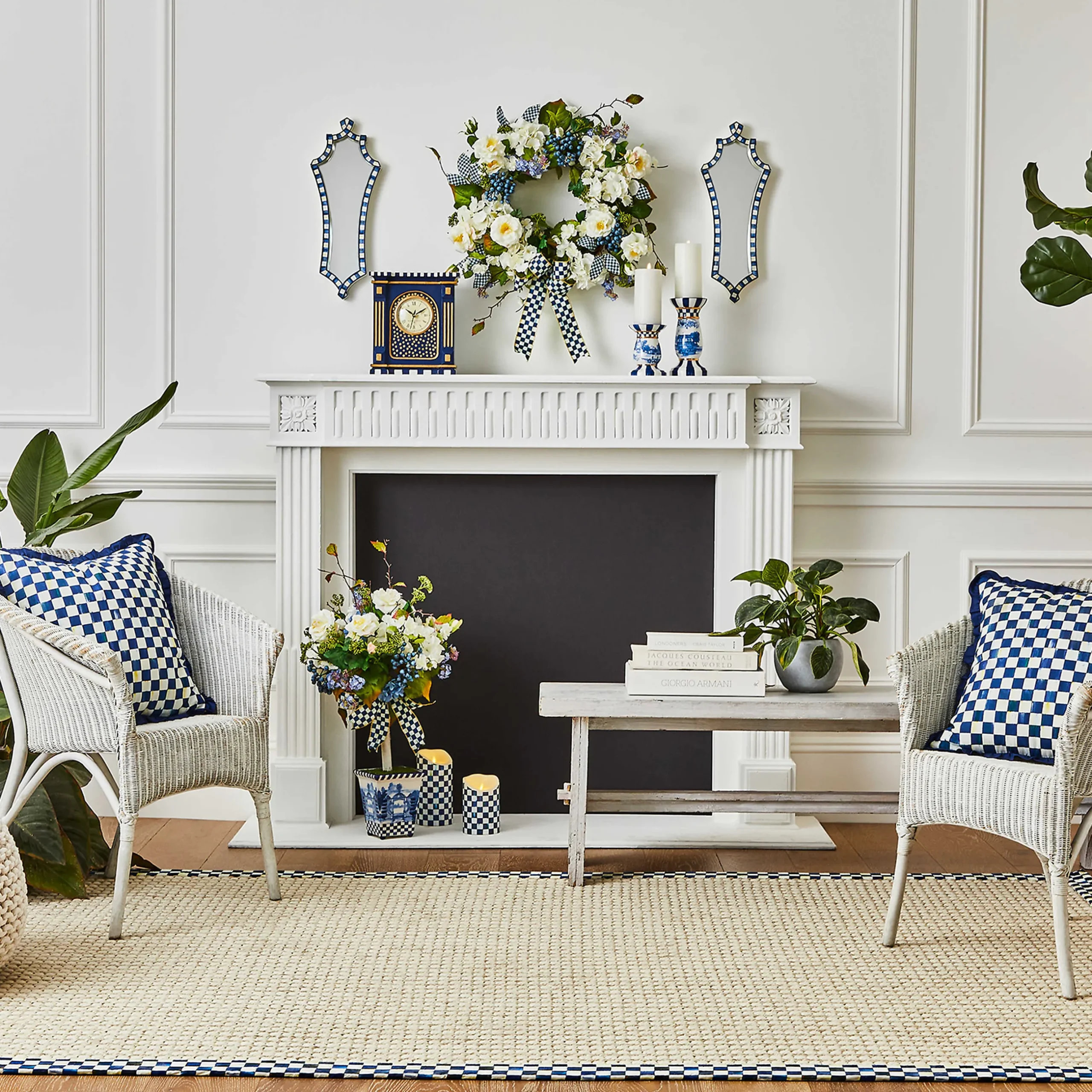 Candles & Fragrances|Table Accessories|MacKenzie-Childs Royal Check Flicker 6 Pillar Candle