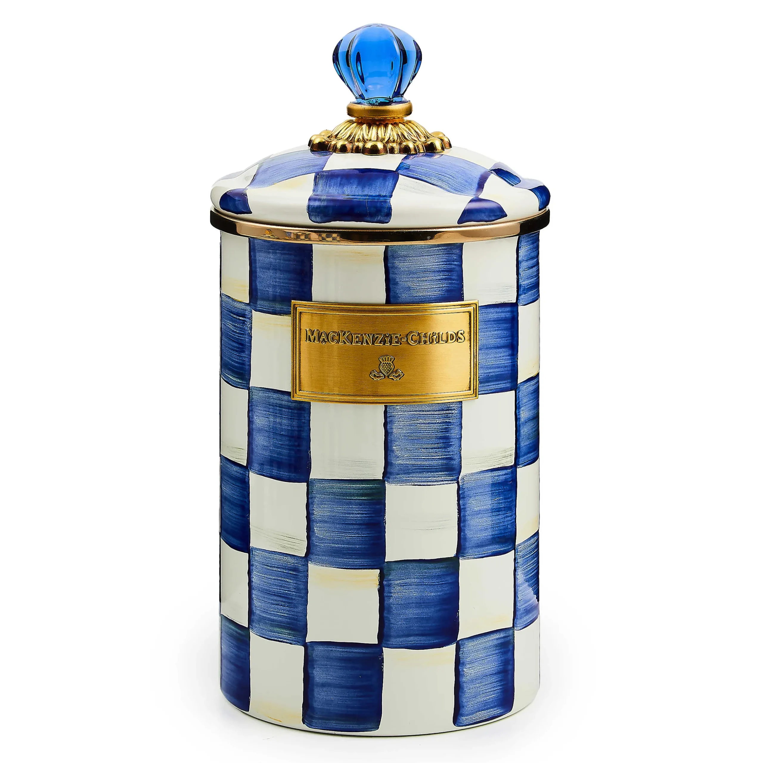 Room Accents|Kitchen Storage & Organization|MacKenzie-Childs Royal Check Large Canister