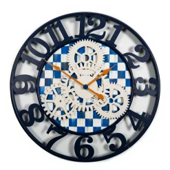 Room Accents|MacKenzie-Childs Royal Check Large Farmhouse Wall Clock