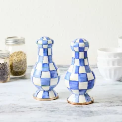 Table Accessories|Serveware|MacKenzie-Childs Royal Check Large Salt  Pepper Shakers