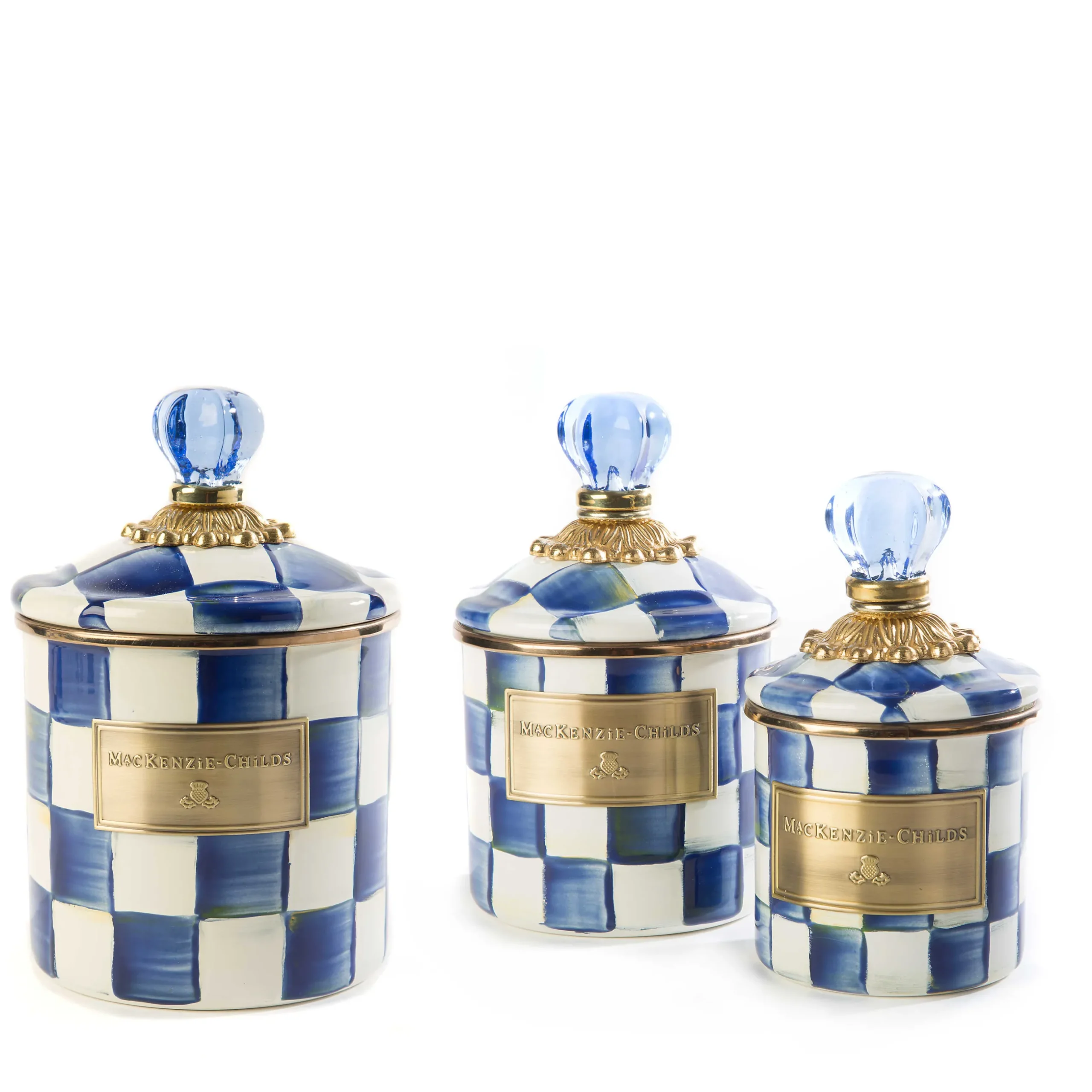 Kitchen & Dining Sets|Kitchen Storage & Organization|MacKenzie-Childs Royal Check Little Canisters, Set of 3