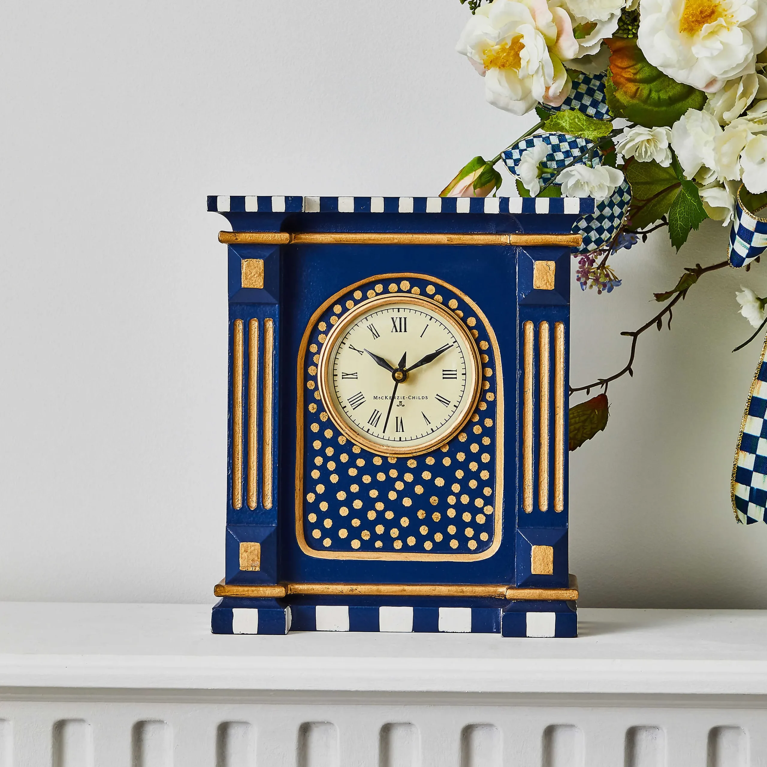 Room Accents|MacKenzie-Childs Royal Check Mantel Clock