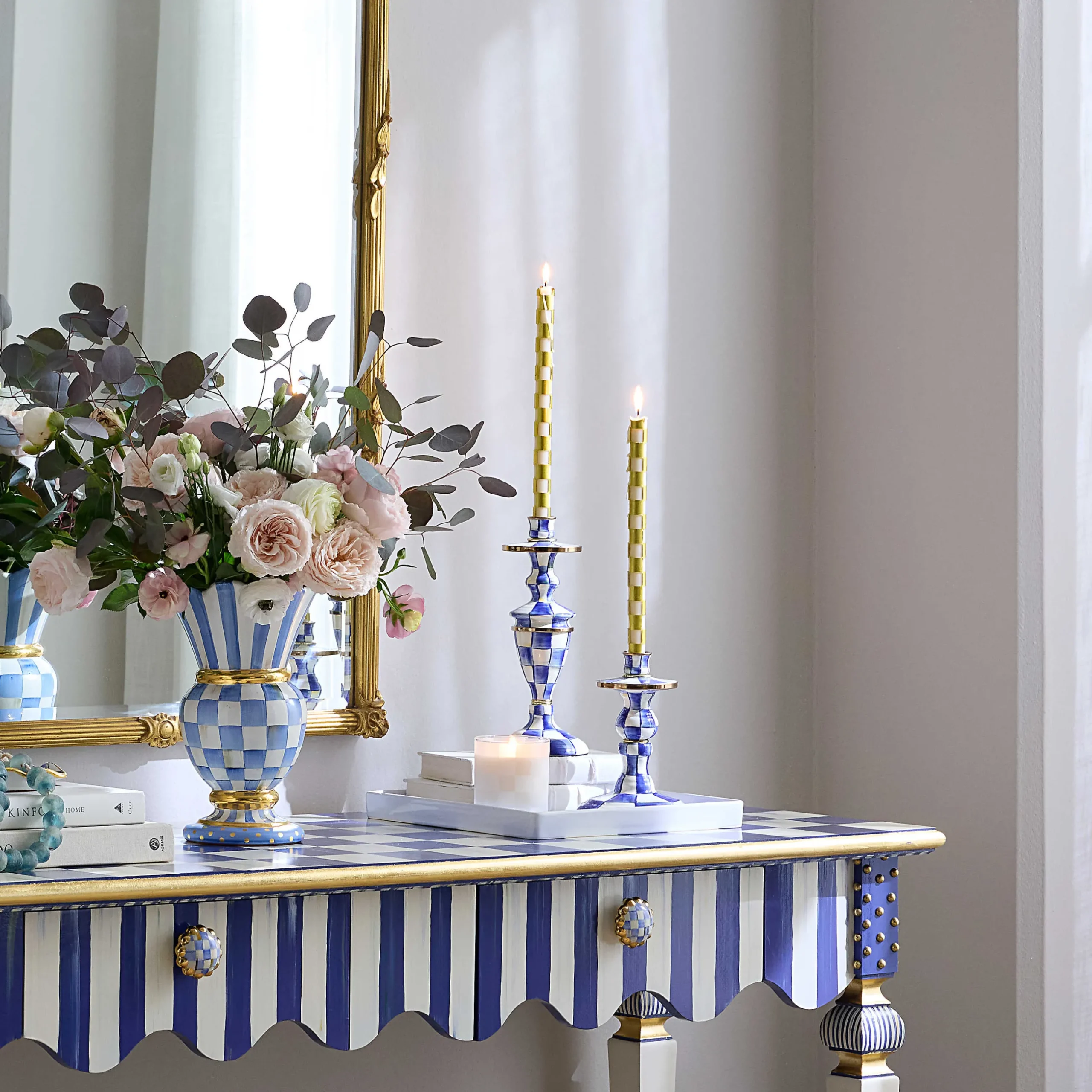 Candles & Fragrances|MacKenzie-Childs Royal Check Medium Candlestick