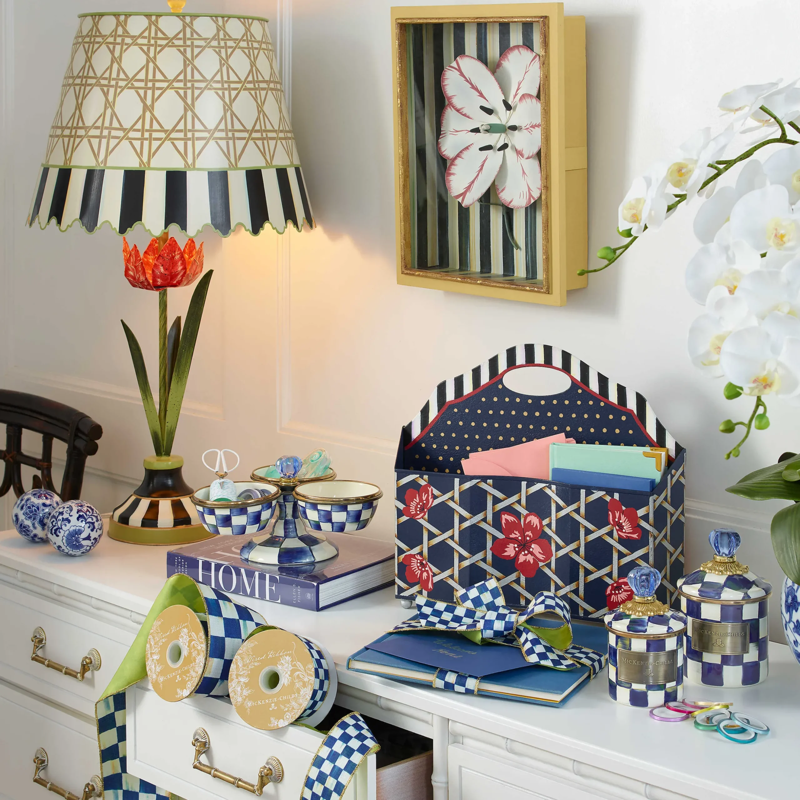 Room Accents|Kitchen Storage & Organization|MacKenzie-Childs Royal Check Mini Canister