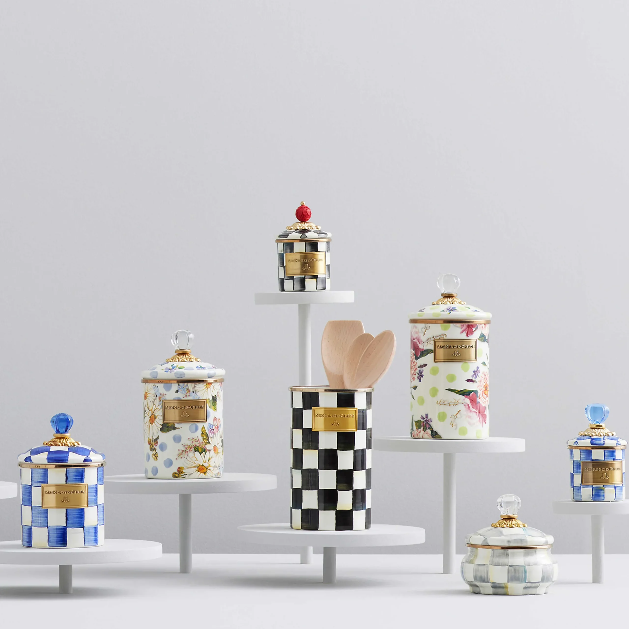 Room Accents|Kitchen Storage & Organization|MacKenzie-Childs Royal Check Mini Canister