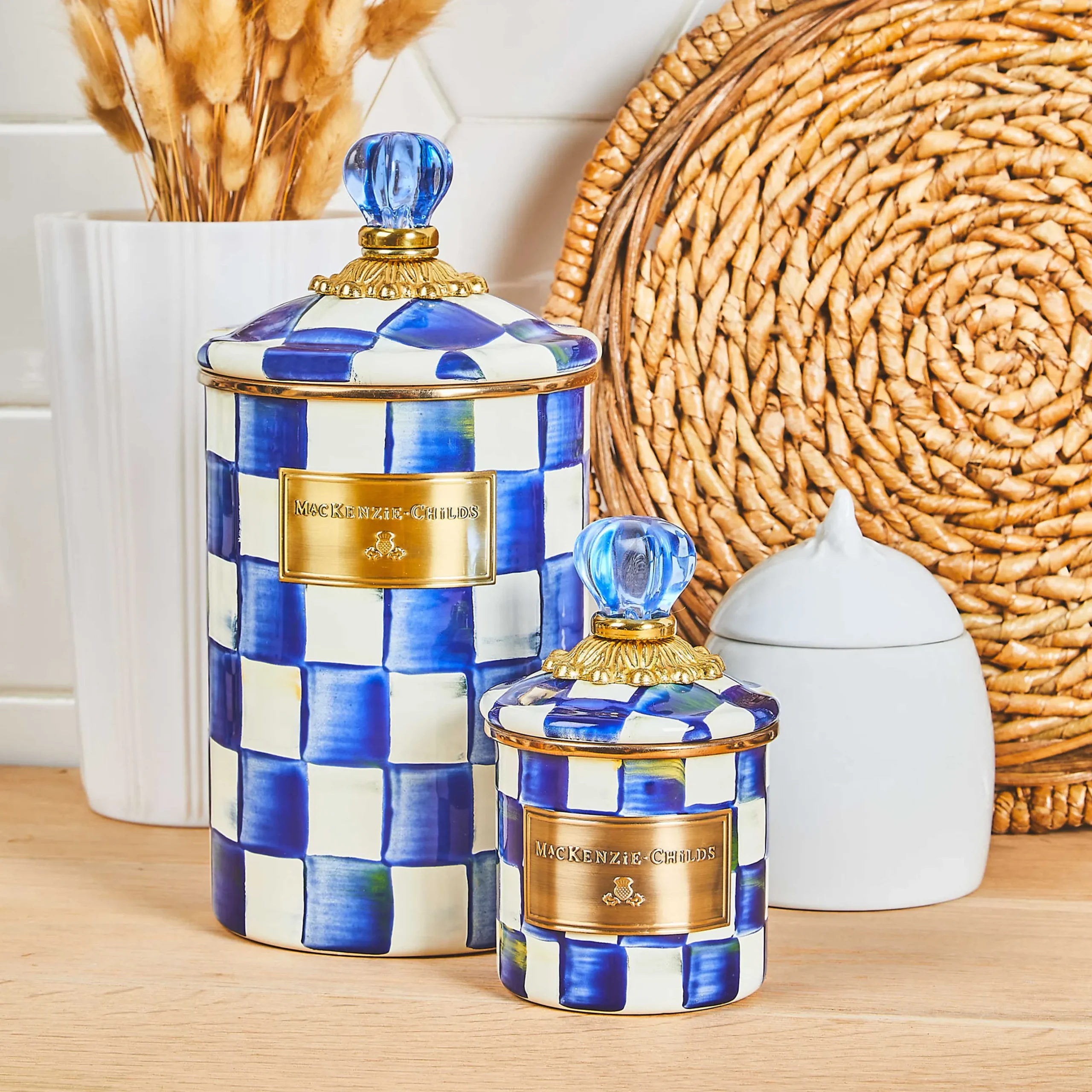 Room Accents|Kitchen Storage & Organization|MacKenzie-Childs Royal Check Mini Canister