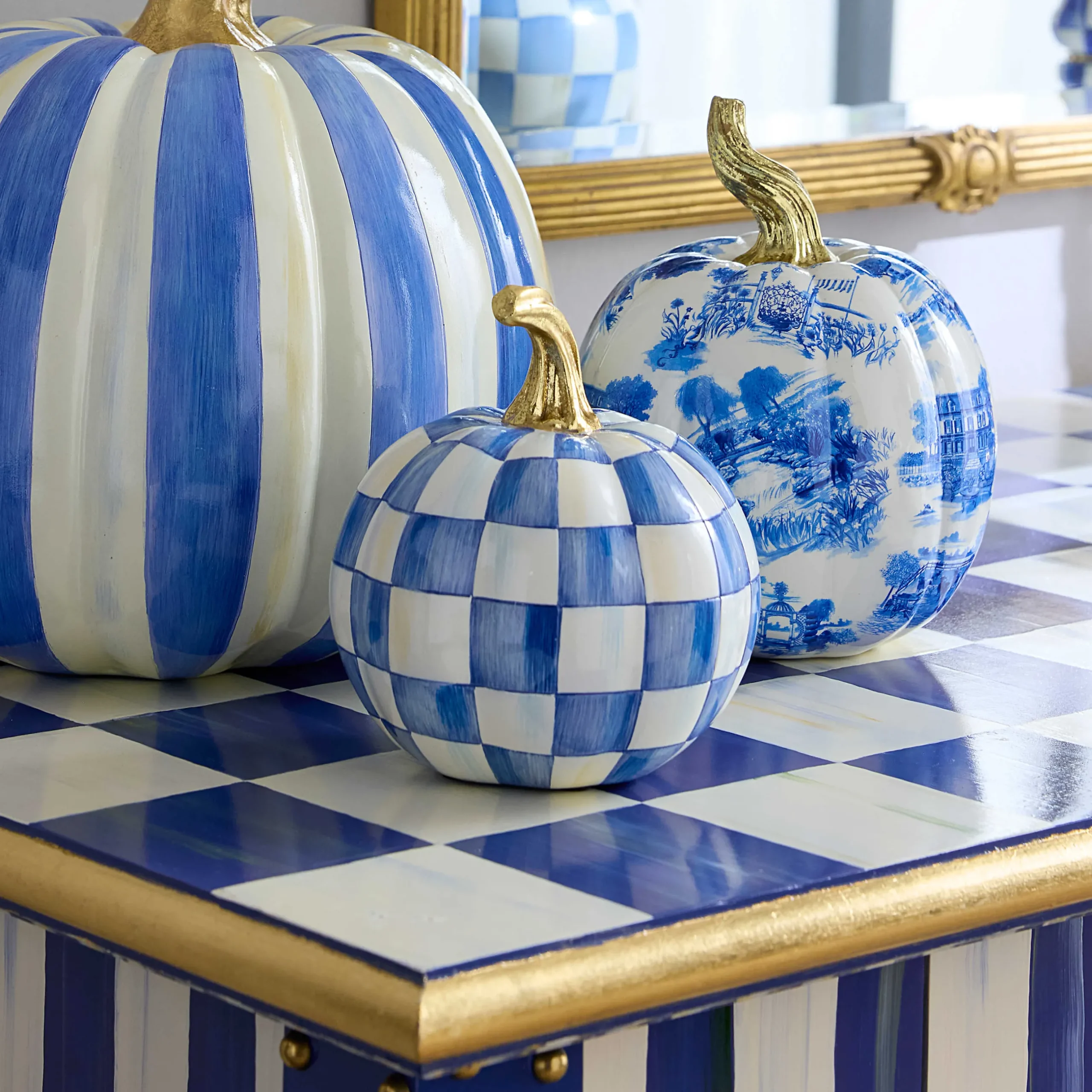 Pumpkins|The Fall Shop|MacKenzie-Childs Royal Check Mini Pumpkin