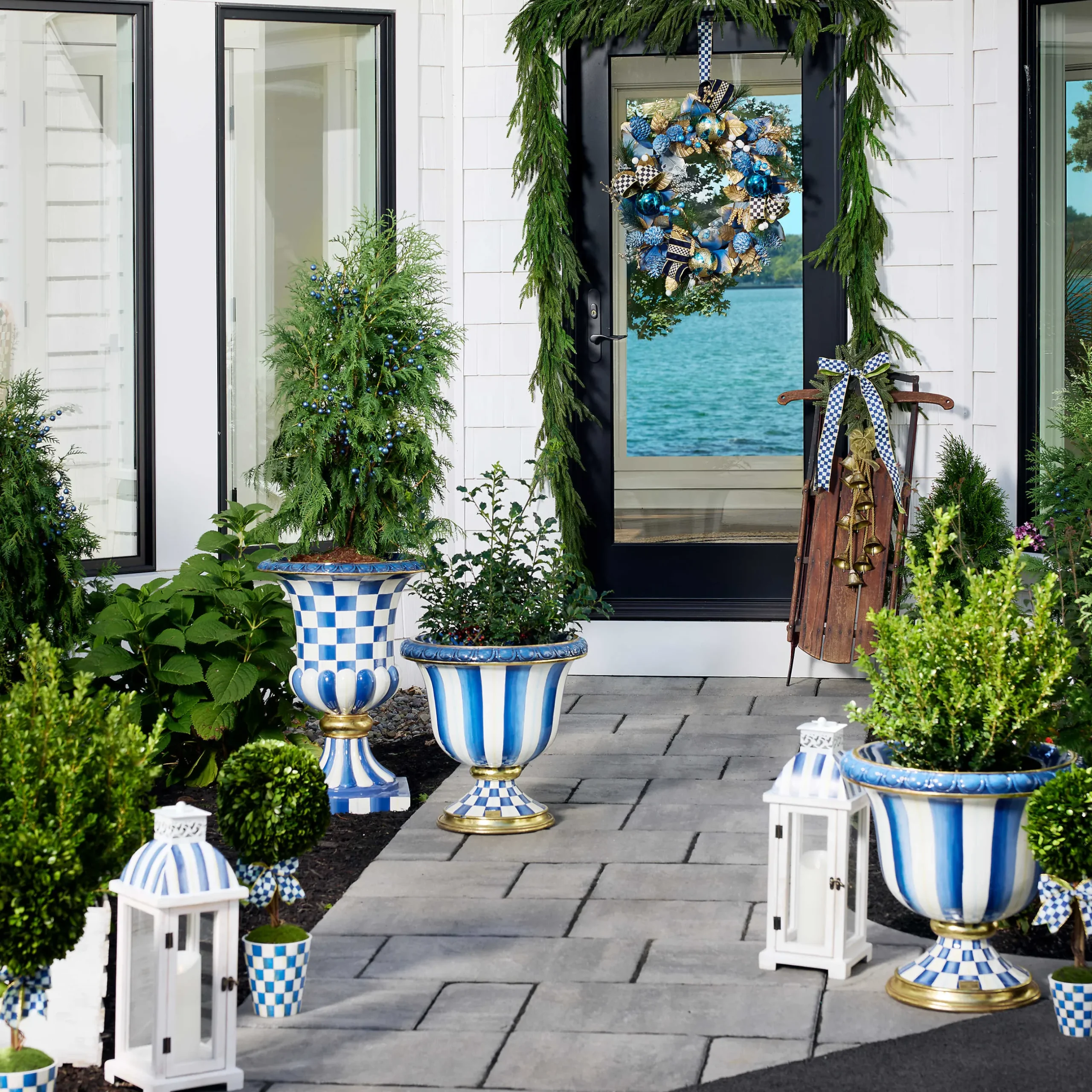 Spring|The Fall Shop|MacKenzie-Childs Royal Check Pedestal Urn