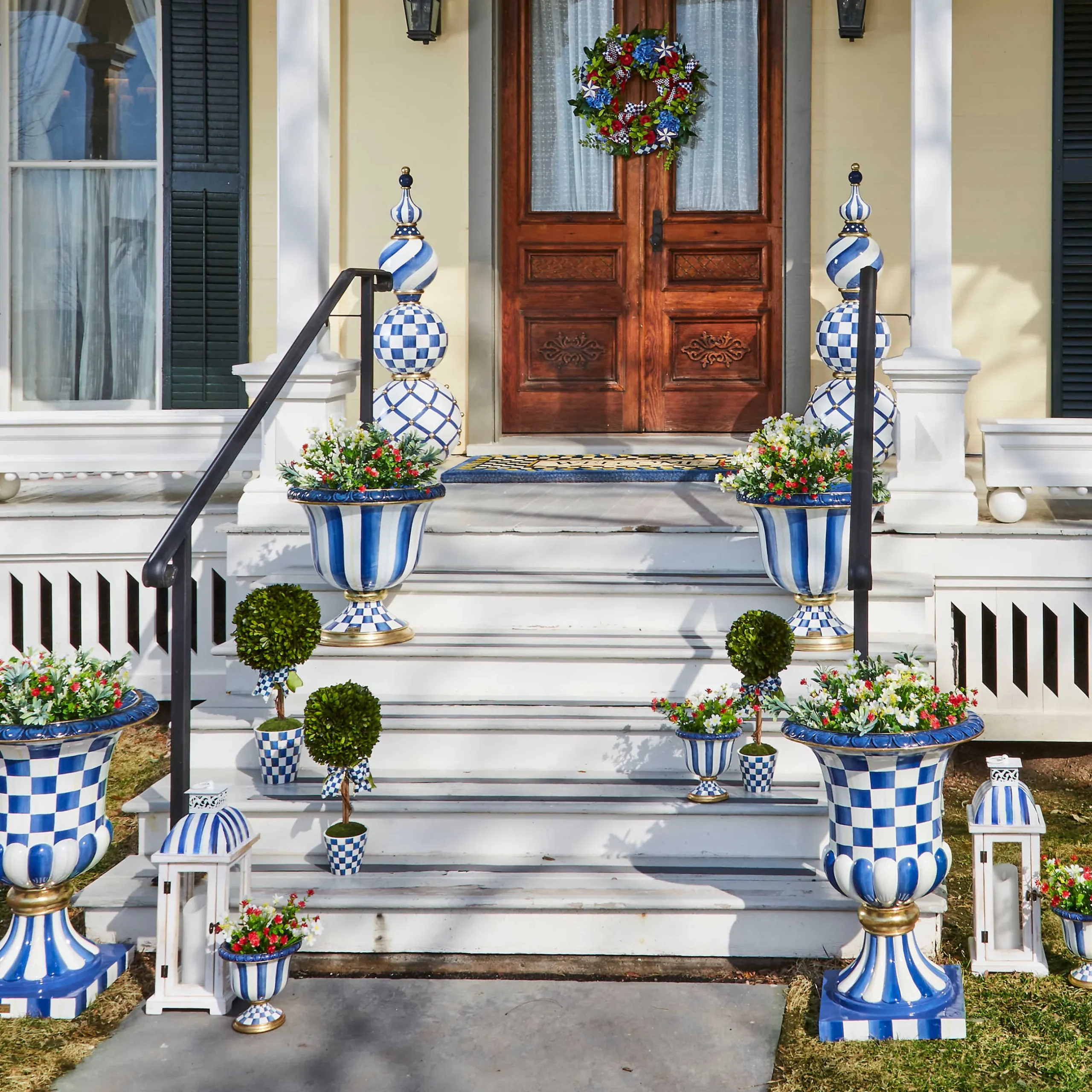 Spring|The Fall Shop|MacKenzie-Childs Royal Check Pedestal Urn