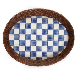 Bar Entertaining|Serveware|MacKenzie-Childs Royal Check Rattan  Enamel Large Serving Tray