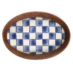 The Coffee Shop|Serveware|MacKenzie-Childs Royal Check Rattan Enamel Small Serving Tray