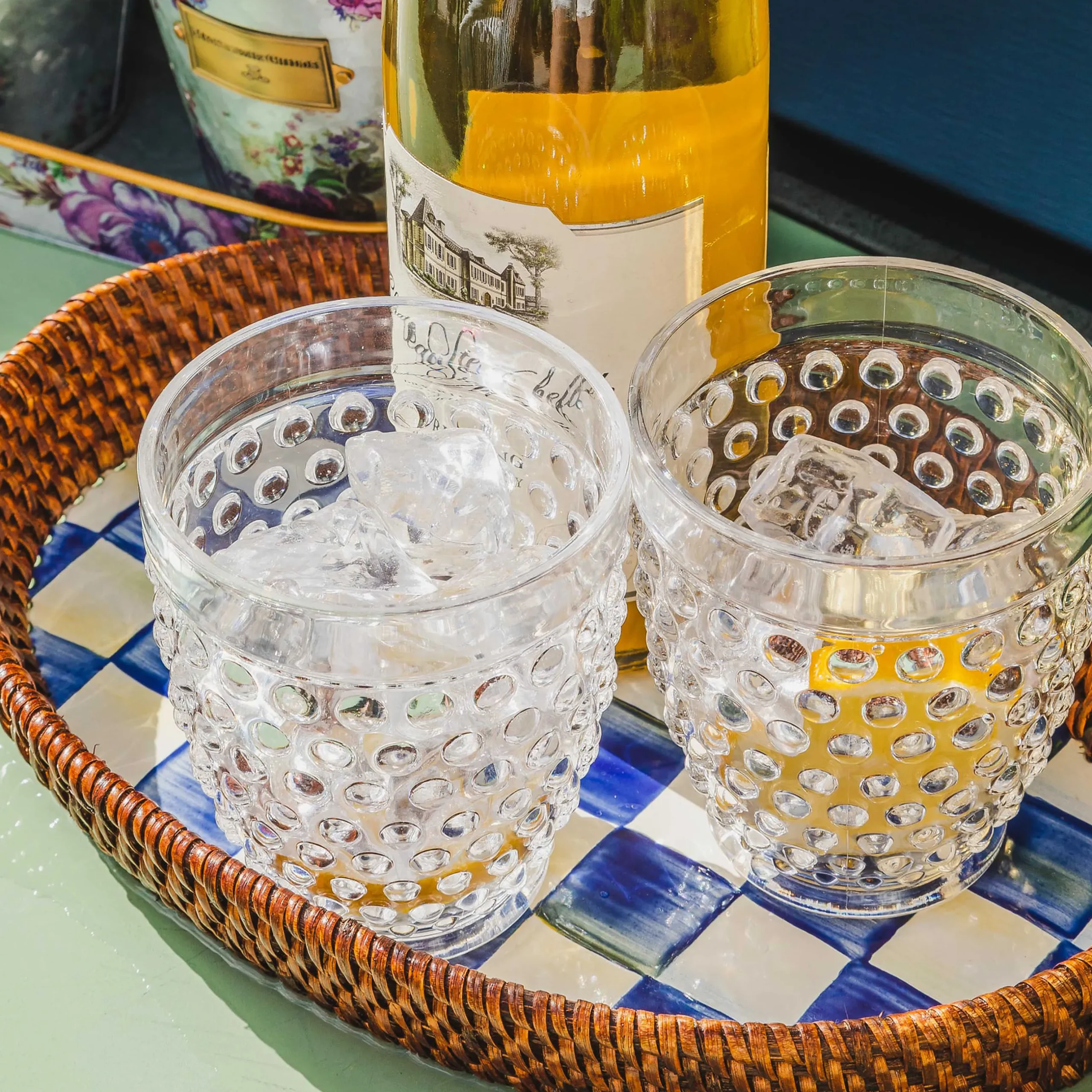 The Coffee Shop|Serveware|MacKenzie-Childs Royal Check Rattan Enamel Small Serving Tray