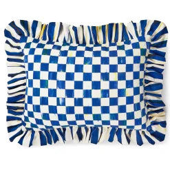 Pillows, Throws, & Cushions|MacKenzie-Childs Royal Check Ruffle Lumbar Pillow